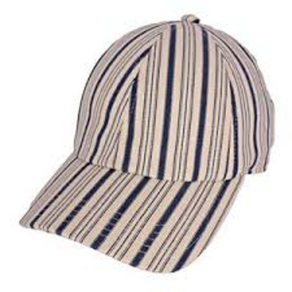GAP Baseball Cap Blue White Cotton Allover Striped Adjustable Strapback Hat